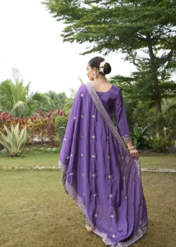 Violet Color Designer Sequins Embroidered Wedding Suit