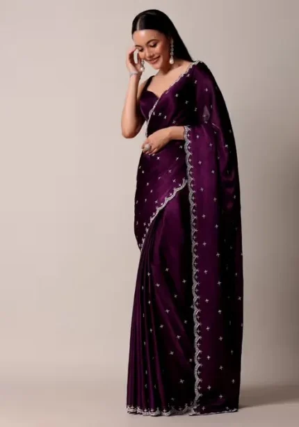 Wine Blooming Rangoli Silk Designer Saree for Party