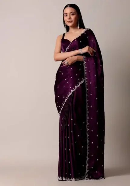 Wine Blooming Rangoli Silk Designer Saree for Party