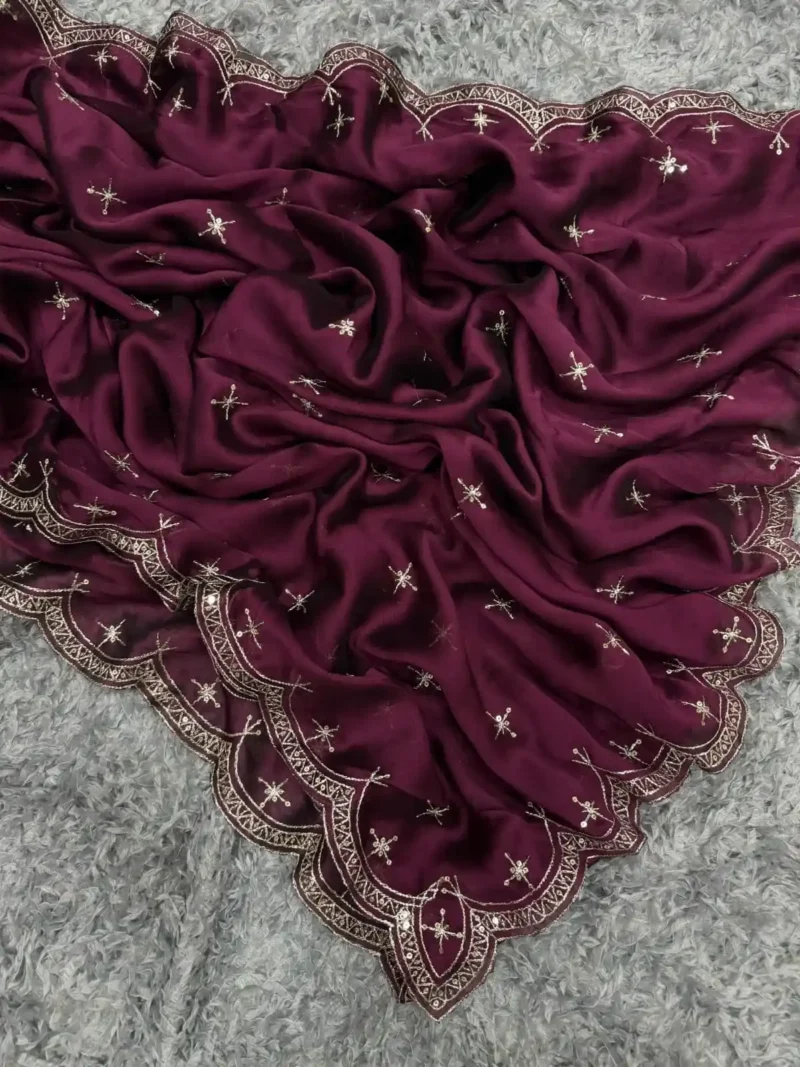 Wine Blooming Rangoli Silk Designer Saree for Party