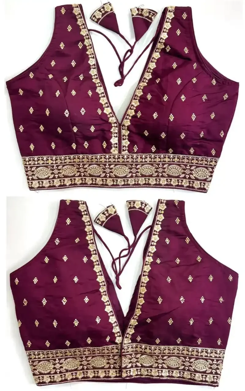 Zari Thread Hand Work Heavy Silk Sleeveless Blouse