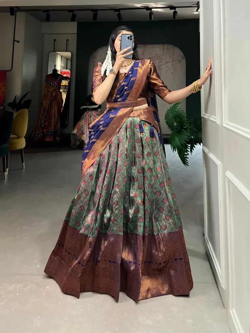 Zari Weaving Work Weaving Silk Pattu South Indian Lehenga Choli