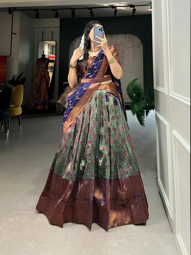Zari Weaving Work Weaving Silk Pattu South Indian Lehenga Choli