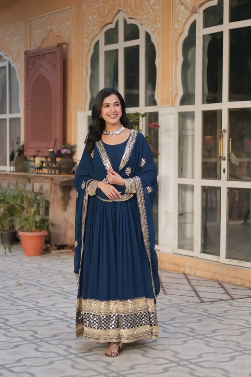 Faux Blooming with Embroidery Zari Sequins Work Stitched Designer Gown