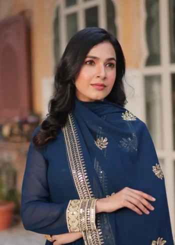 Faux Blooming with Embroidery Zari Sequins Work Stitched Designer Gown