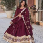 Faux Blooming with Embroidery Zari Sequins Work Stitched Designer Gown