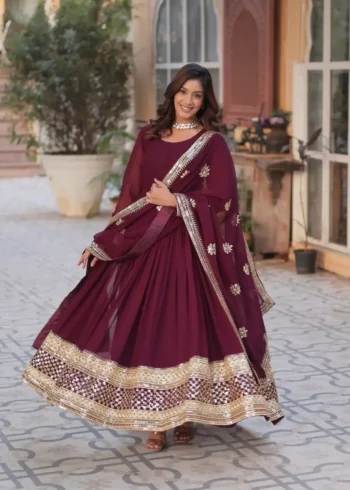 Faux Blooming with Embroidery Zari Sequins Work Stitched Designer Gown