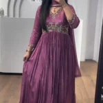 Baby Pink Color Chinon Heavy Embroidery & Sequence Work Party Wear Gown
