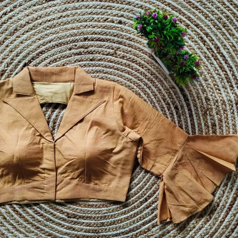 Beautiful Long Puff Sleeves Front Open Style Partywear Blouse