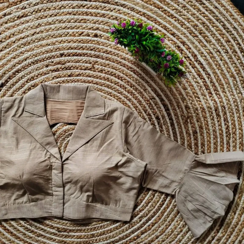 Beautiful Long Puff Sleeves Front Open Style Partywear Blouse