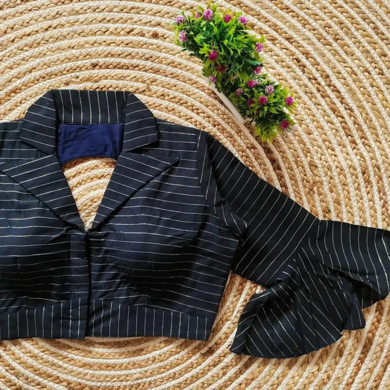 Beautiful Long Puff Sleeves Front Open Style Partywear Blouse