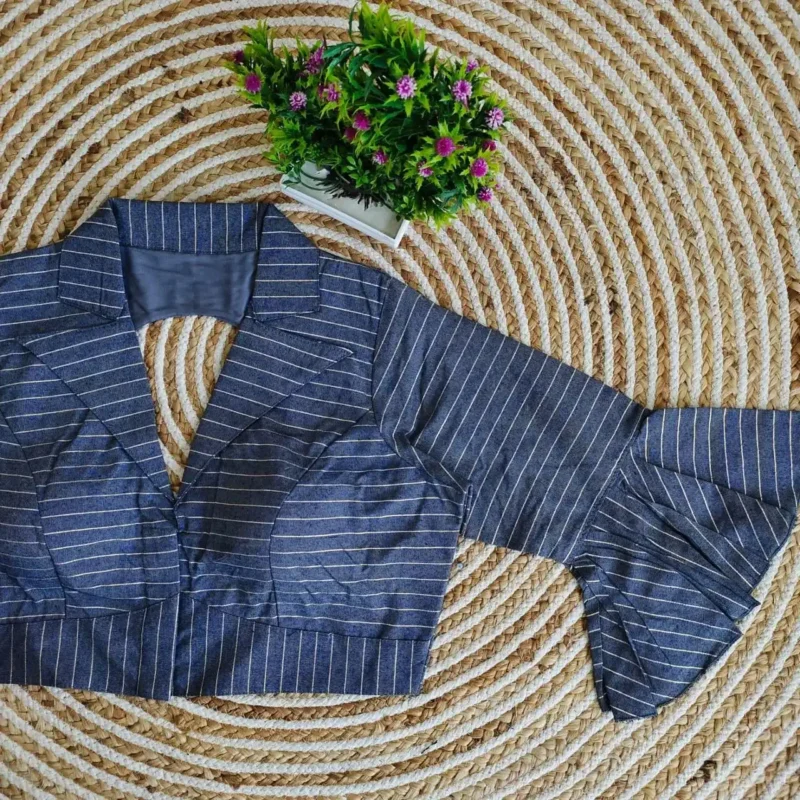 Beautiful Long Puff Sleeves Front Open Style Partywear Blouse