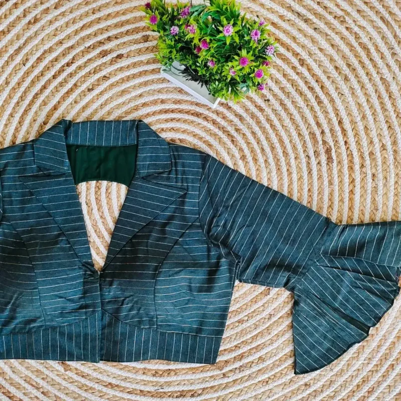 Beautiful Long Puff Sleeves Front Open Style Partywear Blouse