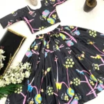 Black Color Digital Printed Designer Lehenga for Kids
