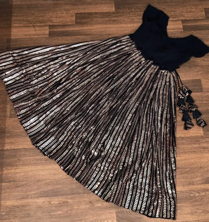 Black Party Wear Lehenga with Sequins Embroidery