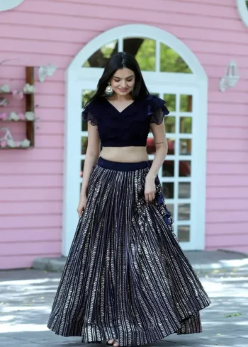Black Party Wear Lehenga with Sequins Embroidery