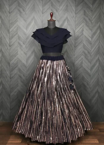 Black Party Wear Lehenga with Sequins Embroidery