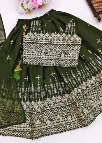 Blooming Georgette Sequins Embroidered Party wear Kids Lehenga