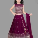 Blooming Georgette Sequins Embroidered Party wear Kids Lehenga