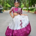 Chelline Embroidered Sequins Cut Work Design South Indian Kids Lehenga