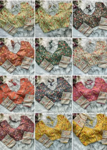 Chikankari Work Kalamkari Printed Long Sleeves Blouse