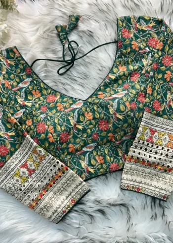 Chikankari Work Kalamkari Printed Long Sleeves Blouse