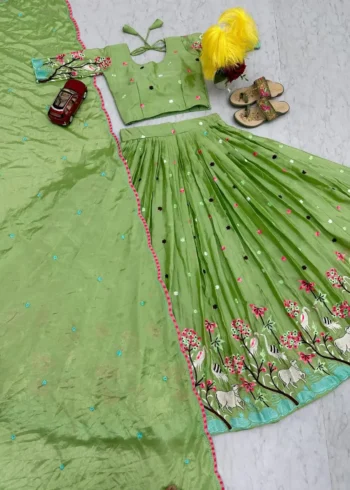 Chinon Heavy Embroidery & Thread Work Festival Lehenga Choli