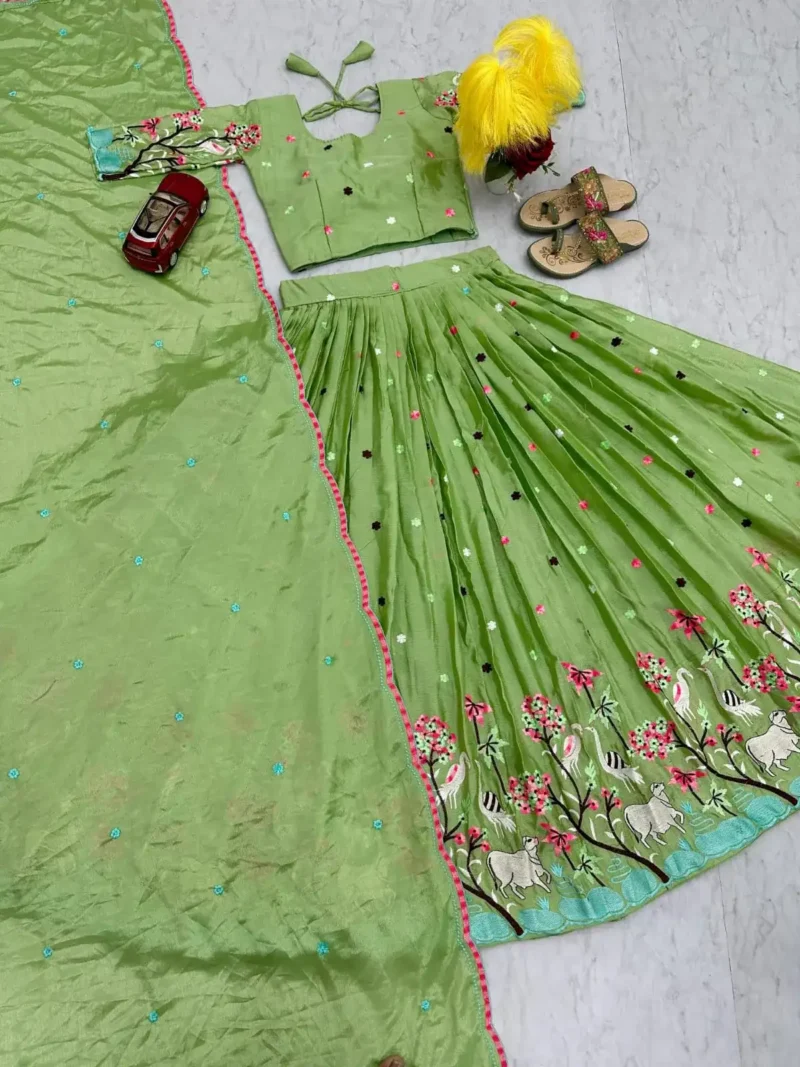 Chinon Heavy Embroidery & Thread Work Festival Lehenga Choli