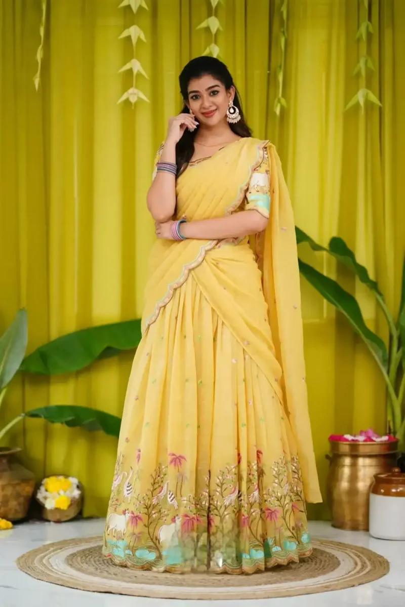 Chinon Heavy Embroidery & Thread Work Festival Lehenga Choli