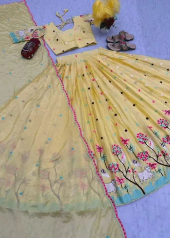 Chinon Heavy Embroidery & Thread Work Festival Lehenga Choli
