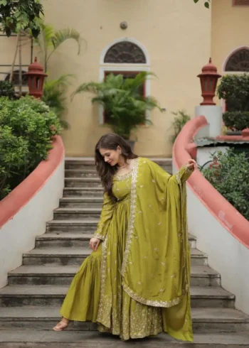 Chinon Rich Sequins Embroidered Wedding Sharara Suit