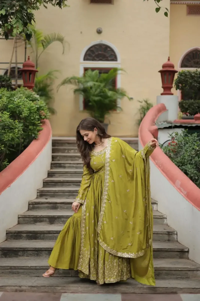 Chinon Rich Sequins Embroidered Wedding Sharara Suit