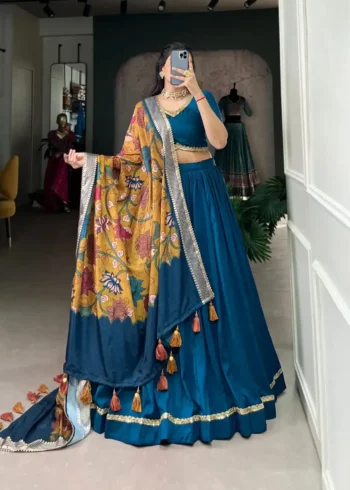 Chinon Silk Pattuvada Plain Lehenga Choli