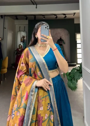 Chinon Silk Pattuvada Plain Lehenga Choli