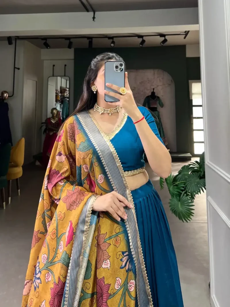 Chinon Silk Pattuvada Plain Lehenga Choli
