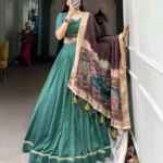 Chinon Silk Pattuvada Plain Lehenga Choli