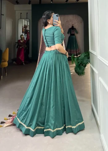 Chinon Silk Pattuvada Plain Lehenga Choli