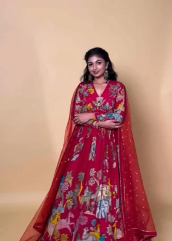 Cotton Digital Kalamkari Printed Designer Gown
