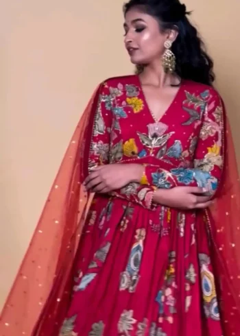Cotton Digital Kalamkari Printed Designer Gown