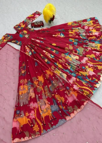 Cotton Digital Kalamkari Printed Designer Gown