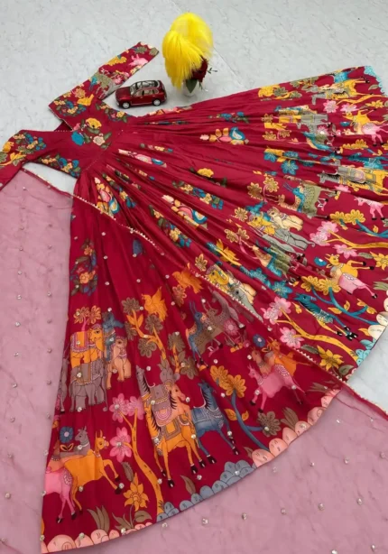 Cotton Digital Kalamkari Printed Designer Gown