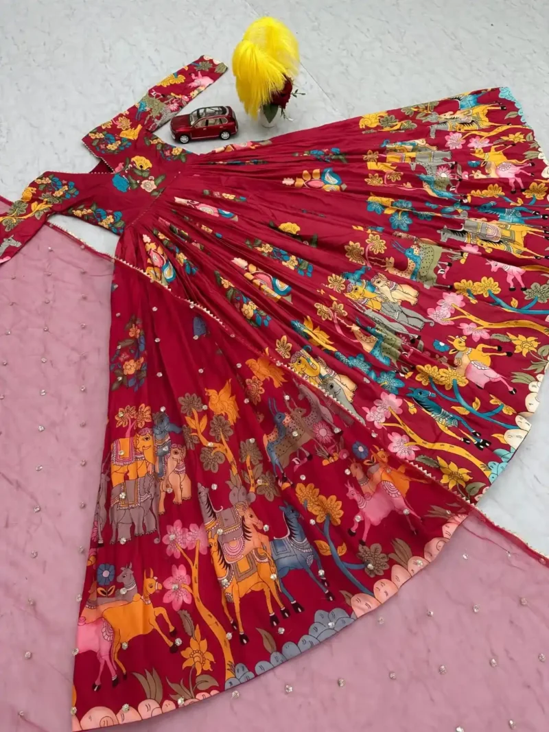 Cotton Digital Kalamkari Printed Designer Gown
