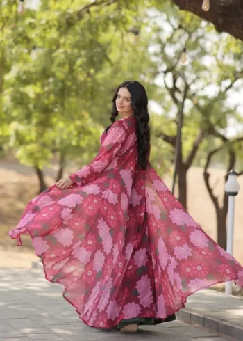 Crush Pleating Western Style Faux Georgette Modern Lehenga with Shrug
