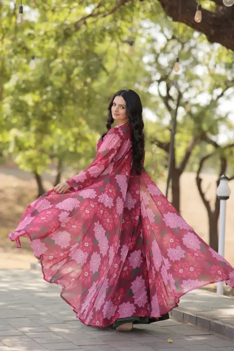 Crush Pleating Western Style Faux Georgette Modern Lehenga with Shrug