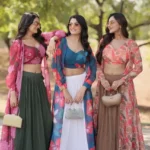 Crush Pleating Western Style Faux Georgette Modern Lehenga with Shrug