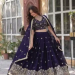 Dark Purple Heavy Sequins & Thread Embroidered Rangoli Silk Wedding Lehenga Choli