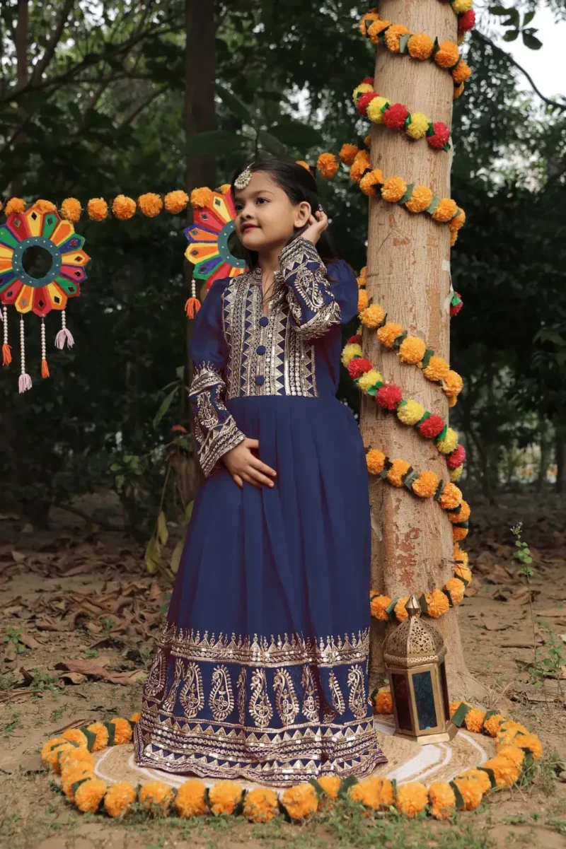 Designer Sequins Embroidered Party Wear Gown for Kids