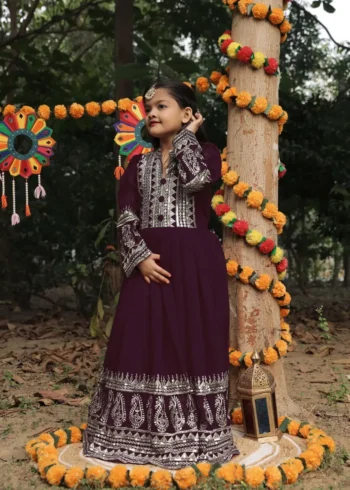 Designer Sequins Embroidered Party Wear Gown for Kids