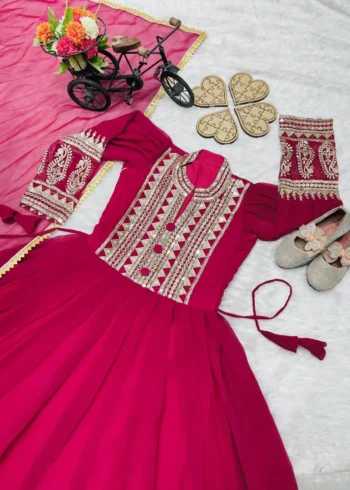 Designer Sequins Embroidered Party Wear Gown for Kids