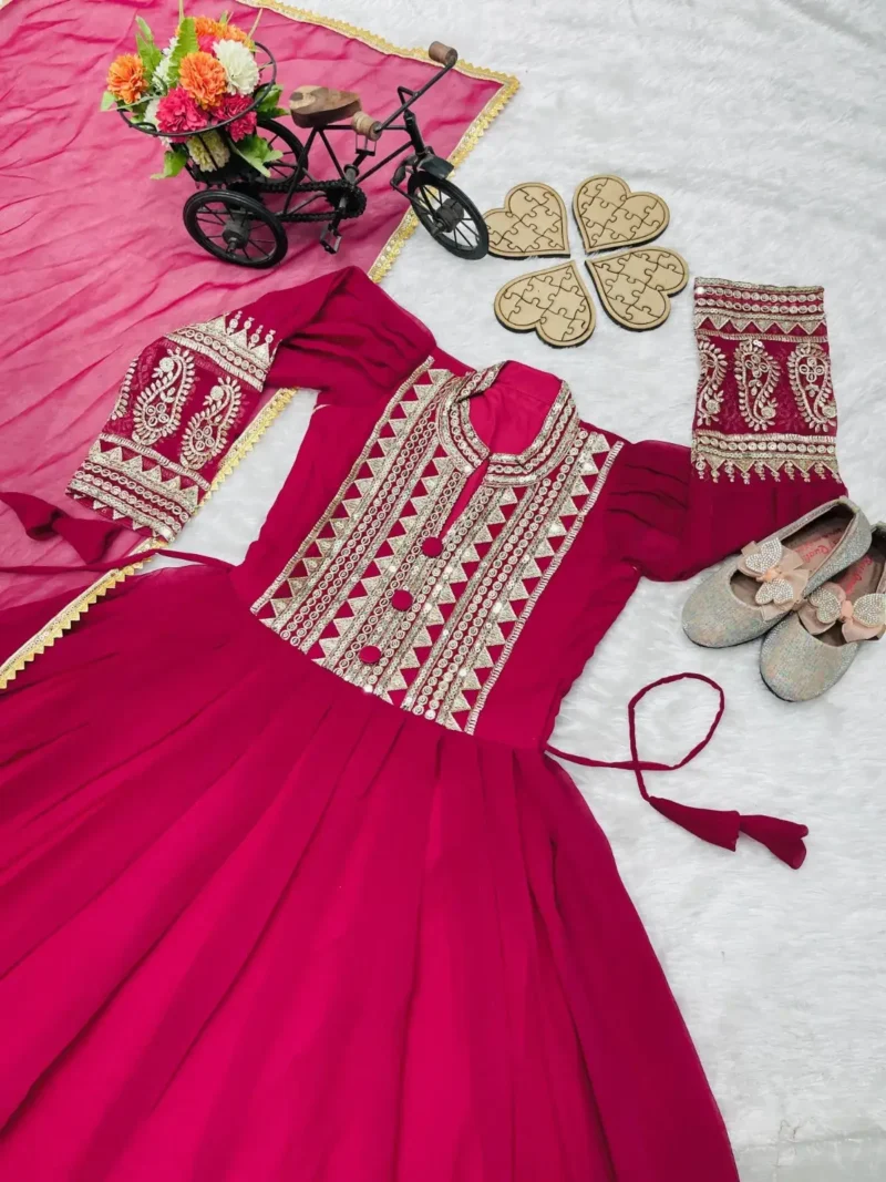 Designer Sequins Embroidered Party Wear Gown for Kids